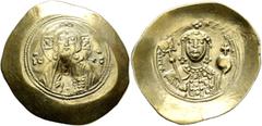 Byzantine Michael VII Ducas, 1071-1078. Histamenon (Electrum, 30 mm, 4.43 g, 7 h), Constantinopolis. Bust of Christ Pantokrator facing; in fields, IC - XC. Rev. +MIX AHΛ BACIΛE Crowned bust of Michael