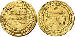 Early Medieval & Islamic ISLAMIC, 'Abbasid Caliphate. Al-Muqtadir, second reign, AH 296-317 / AD 908-929. Dinar (Gold, 24 mm, 4.27 g, 8 h), Misr, AH 296 = 908/9. ‘lā ilāha illā / Allāh waḥdahū / lā sh
