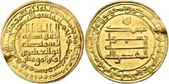 Early Medieval & Islamic ISLAMIC, 'Abbasid Caliphate. Al-Muqtadir, second reign, AH 296-317 / AD 908-929. Dinar (Gold, 25 mm, 4.37 g, 1 h), Misr, AH 306 = 918/9. Citing his son and heir Abu’l-ʿAbbas, 