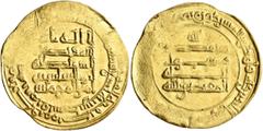 Early Medieval & Islamic ISLAMIC, 'Abbasid Caliphate. Al-Muqtadir, second reign, AH 296-317 / AD 908-929. Dinar (Gold, 25 mm, 4.24 g, 4 h), Filastin, AH 309 = 921/2. Citing his son and heir Abu’l-ʿAbb