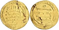 Early Medieval & Islamic ISLAMIC, 'Abbasid Caliphate. Al-Muqtadir, third reign, AH 317-320 / AD 929-932. Dinar (Gold, 24 mm, 3.92 g, 2 h), Filastin, AH 317 = 929/30. Citing his son and heir Abu’l-ʿAbb