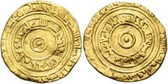Early Medieval & Islamic ISLAMIC, Fatimids. al-'Aziz billah, AH 365-386 / AD 975-996. Dinar (Gold, 20 mm, 4.06 g), al-Mansuriya, AH 379 = 989/90. Two concentric circles of inscription with a relativel
