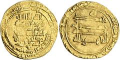 Early Medieval & Islamic ISLAMIC, Persia (Pre-Seljuq). Ziyarids. Mardawij, AH 315-323 / AD 927-935. Dinar (Gold, 23 mm, 3.85 g, 2 h), Mah al-Basra, AH 322 = 933/4. Citing the ʿAbbasid Caliph al-Qahir 