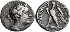 Greek PTOLEMAIC KINGS OF EGYPT. Ptolemy VIII Euergetes II (Physcon) (?), second reign, 145-116 BC. Didrachm (Silver, 19 mm, 6.75 g, 12 h), uncertain mint on Cyprus. Draped bust of Dionysos to right, w
