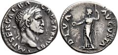 Roman Imperial Galba, 68-69. Denarius (Silver, 17 mm, 3.42 g, 6 h), Rome, circa July 68-January 69. IMP SER GALBA CAESAR AVG Laureate and draped bust of Galba to right. Rev. DIVA AVGVSTA Livia standin