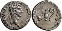 Roman Imperial Nerva, 96-98. Denarius (Subaeratus, 18 mm, 3.16 g, 6 h), a contemporary plated imitation from an irregular mint, after 97. IMP NERVA CAES AVG P M TR P COS III P P Laureate head of Nerva