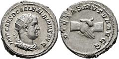 Roman Imperial Balbinus, 238. Antoninianus (Silver, 23 mm, 4.89 g, 6 h), Rome, circa April-June 238. IMP CAES D CAEL BALBINVS AVG Radiate, draped and cuirassed bust of Balbinus to right. Rev. PIETAS M