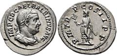 Roman Imperial Balbinus, 238. Denarius (Silver, 20 mm, 3.08 g, 12 h), Rome, circa April-June 238. IMP C D CAEL BALBINVS AVG Laureate, draped and cuirassed bust of Balbinus to right. Rev. P M TR P COS 