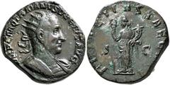 Roman Imperial Trajan Decius, 249-251. Double Sestertius (Orichalcum, 33 mm, 33.09 g, 12 h), Rome, 250-251. IMP C M Q TRAIANVS DECIVS AVG Radiate and cuirassed bust of Trajan Decius to right. Rev. FEL