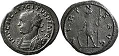 Roman Imperial Tacitus, 275-276. Antoninianus (Bronze, 23 mm, 3.11 g, 12 h), Lugdunum, November-December 275. IMP C M CL TACITVS P F AVG Radiate and cuirassed bust of Tacitus to left. Rev. VIRTVS AVG 