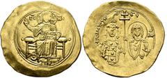 Byzantine John II Comnenus, 1118-1143. Hyperpyron (Gold, 32 mm, 4.37 g, 6 h), Constantinopolis, 1118-1122. IC - XC Christ, nimbate, seated facing on throne without back, wearing pallium and colobium, 