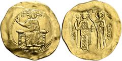 Byzantine John II Comnenus, 1118-1143. Hyperpyron (Gold, 30 mm, 4.37 g, 6 h), Constantinopolis. IC - CI ( sic ) Christ, nimbate, seated facing on square-backed throne, wearing tunic and pallium, raisi