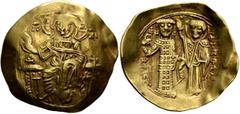 Byzantine John III Ducas (Vatatzes), emperor of Nicaea, 1222-1254. Hyperpyron (Gold, 27 mm, 4.23 g, 6 h), Magnesia, 1232-1254 (?). IC - XC Christ, nimbate, seated facing on throne, wearing tunic and p