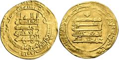 Early Medieval & Islamic ISLAMIC, 'Abbasid Caliphate. Al-Muqtadir, third reign, AH 317-320 / AD 929-932. Dinar (Gold, 25 mm, 4.12 g), Suq al-Ahwaz, AH 320 = 932/3. Citing his son, Abuʾl-ʿAbbas, as hei