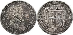 World ITALY. Milano (Duchi). Filippo II di Spagna, 1554-1598. Scudo d'argento (Silver, 37 mm, 29.67 g, 2 h), Milano. PHILIPPVS•REX•HISPANIARVM Bust of Filippo II to right. Rev. DVX•MEDI-OLANI•ETC Crow