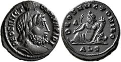 Roman Imperial Time of Maximinus II, 310-313. 1/4 Follis (Bronze, 15 mm, 2.00 g, 11 h), Alexandria, circa 311-312. DEO SANCT-O SERAPIDI Draped bust of Serapis to right, wearing modius. Rev. DEO SANCTO