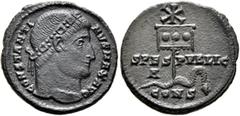 Roman Imperial Constantine I, 307/310-337. Follis (Bronze, 19 mm, 2.73 g, 12 h), Constantinopolis, 327-328. CONSTANTI-NVS MAX AVG Diademed head of Constantine I to right. Rev. SPES - PVBLIC / CONS Lab