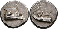 Greek LYCIA. Phaselis. 4th century BC. Stater (Silver, 21 mm, 10.48 g, 3 h). Prow of galley right. Rev. ΦAΣH Stern of galley left. Heipp-Tamer Series 6, 74-75 var. (both with ΦAΣ). SNG von Aulock 4397