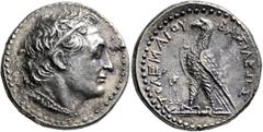 Greek PTOLEMAIC KINGS OF EGYPT. Ptolemy V Epiphanes, 205-180 BC. Tetradrachm (Silver, 27 mm, 14.29 g, 1 h), Telmessos (?), circa 202-197. Diademed head of Ptolemy I to right, wearing aegis around neck