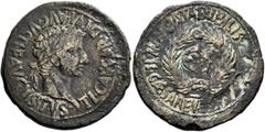 Roman Provincial SPAIN. Bilbilis. Tiberius, 14-37. As (Orichalcum, 30 mm, 12.07 g, 10 h), L. Aelius Sejanus, praetorian consul and honorary duovir, AD 31. TI•CAESAR•DIVI•AVGVSTI•F•AVGVSTVS• Laureate h