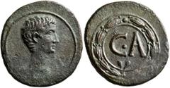 Roman Provincial SYRIA, Seleucis and Pieria. Antioch (?). Augustus, 27 BC-AD 14. 'As' (Bronze, 26 mm, 9.90 g, 1 h), circa 27-5. Bare head of Augustus to right. Rev. C•A within linear circle and large 