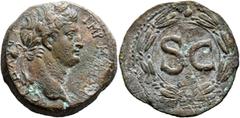 Roman Provincial SYRIA, Seleucis and Pieria. Antioch. Otho, 69. As (Bronze, 28 mm, 13.55 g, 12 h). CAE AVG IMP M OTHO Laureate head of Otho to righ. Rev. S•C in linear circle within laurel wreath. McA