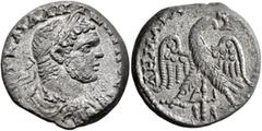 Roman Provincial PHOENICIA. Ace-Ptolemais. Caracalla, 198-217. Tetradrachm (Billon, 24 mm, 12.95 g, 6 h), 215-217. [Α]ΥΤ Κ Μ Α ΑΝΤΩ[ΝΙΝΟC CЄΒ] Laureate, draped and cuirassed bust of Caracalla to right