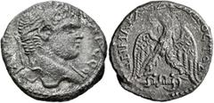 Roman Provincial JUDAEA. Caesaraea Maritima. Caracalla, 198-217. Tetradrachm (Billon, 24 mm, 10.42 g, 12 h), 215-217. [ΑΥΤ ΚΑΙ ΑΝΤⲰΝΙΝΟ]C CЄΒ Laureate head of Caracalla to right, with slight drapery o