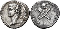 Roman Imperial Nero Claudius Drusus, died 9 BC. Denarius (Silver, 19 mm, 3.51 g, 7 h), Rome, struck under Claudius, circa 41-50. NERO CLAVDIVS DRVSVS GERMANICVS IMP Laureate head of Nero Claudius Drus