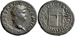 Roman Imperial Nero, 54-68. As (Copper, 28 mm, 10.15 g, 6 h), Rome, 65. NERO CAESAR AVG GERM•IMP Laureate head of Nero to right. Rev. PACE P R•VBIQ PARTA•IANVM•CLVSIT• / S - C Temple of Janus with lat