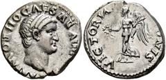Roman Imperial Otho, 69. Denarius (Silver, 18 mm, 3.55 g, 6 h), Rome. IMP M OTHO CAESAR AVG [TR P] Bare head of Otho to right. Rev. VICTORIA [OTH]ONIS Victory advancing right, holding wreath in her ri