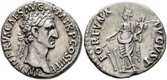 Roman Imperial Nerva, 96-98. Denarius (Silver, 17 mm, 3.41 g, 6 h), Rome, 97. IMP NERVA CAES AVG P M TR P COS III P P Laureate head of Nerva to right. Rev. FORTVNA AVGVST Fortuna standing front, head 
