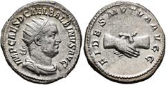 Roman Imperial Balbinus, 238. Antoninianus (Silver, 21 mm, 4.25 g, 6 h), Rome, circa April-June 238. IMP CAES D CAEL BALBINVS AVG Radiate, draped and cuirassed bust of Balbinus to right. Rev. FIDES MV