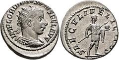 Roman Imperial Gordian III, 238-244. Antoninianus (Silver, 22 mm, 5.10 g, 6 h), Antiochia, 242-244. IMP GORDIANVS PIVS FEL AVG Radiate and cuirassed bust of Gordian III to right, seen from behind. Rev