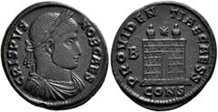The Ramskold Collection, Part IV Crispus, Caesar, 316-326. Follis (Bronze, 19 mm, 2.65 g, 6 h), Constantinopolis, 326. CRISPVS NOB CAES Laureate, draped and cuirassed bust of Crispus to right. Rev. PR