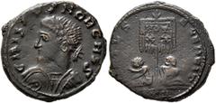 The Ramskold Collection, Part IV Crispus, Caesar, 316-326. Follis (Bronze, 19 mm, 4.52 g, 6 h), a contemporary imitation of an issue from Treveri. Irregular mint, after 320. CRISPVS NOR CHES Laureate 