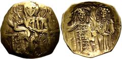 Byzantine John III Ducas (Vatatzes), emperor of Nicaea, 1222-1254. Hyperpyron (Gold, 22 mm, 4.21 g, 6 h), Magnesia. IC - XC Christ, nimbate, seated facing on throne, wearing tunic and pallium, raising