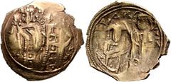 Byzantine John V Palaeologus, with Anna of Savoy (Regent), 1341-1391. Hyperpyron (Electrum, 22 mm, 2.93 g, 6 h), with Anna of Savoy and Andronicus III, Constantinopolis, 1341-1347. On the left, Anna s