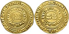 Early Medieval & Islamic CRUSADERS. Latin Kingdom of Jerusalem. Imitation Bezants, 12th century. Bezant (Gold, 22 mm, 3.94 g, 11 h), imitating a Fatimid dinar of al-Amir Abu ʿAli al-Mansur (AH 495-524