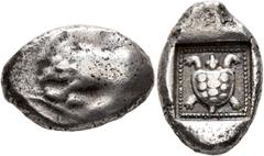 Greek DYNASTS OF LYCIA. Uncertain dynast, circa 470-440 BC. Stater (Silver, 23 mm, 9.42 g, 3 h). Boar walking left. Rev. Tortoise within pelleted linear square; all within incuse square. Müseler II, 3