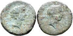 Roman Provincial BITHYNIA. Apamea. Augustus, with Divus Julius Caesar, 27 BC-AD 14. Assarion (Bronze, 23 mm, 4.79 g, 12 h), late 1st century BC to 2 AD. AVGVSTVS IMP C I C Laureate head of Augustus to
