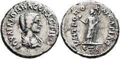 Roman Provincial CAPPADOCIA. Caesaraea-Eusebia. Julia Domna, Augusta, 193-217. Drachm (Silver, 17 mm, 2.91 g, 12 h), RY 5 of Septimius Severus = 197. IOΥΛIA ΔOMNA CЄBACTH•• Draped bust of Julia Domna 