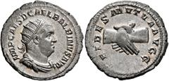 Roman Imperial Balbinus, 238. Antoninianus (Silver, 23 mm, 5.02 g, 6 h), Rome, circa April-June 238. IMP CAES D CAEL BALBINVS AVG Radiate, draped and cuirassed bust of Balbinus to right. Rev. FIDES MV