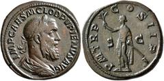 Roman Imperial Pupienus, 238. Sestertius (Orichalcum, 33 mm, 17.71 g, 12 h), Rome, circa April-June 238. IMP CAES M CLOD PVPIENVS AVG Laureate, draped and cuirassed bust of Pupienus to right, seen fro