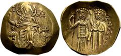 Byzantine John III Ducas (Vatatzes), emperor of Nicaea, 1222-1254. Hyperpyron (Gold, 25 mm, 4.26 g, 6 h), Magnesia. IC - XC Christ, nimbate, seated facing on throne, wearing tunic and pallium, raising