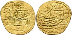 Early Medieval & Islamic ISLAMIC, Ottoman Empire. Murad III, AH 982-1003 / AD 1574-1595. Sultani (Gold, 21 mm, 3.41 g, 12 h), Misr, AH 988 = AD 1580/1. Within a circle, ‘sulṭān al-barrayn / wa khāqān 