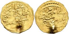 Early Medieval & Islamic ISLAMIC, Ottoman Empire. Mehmed IV, AH 1058-1099 / AD 1648-1687. Sultani (Gold, 22 mm, 3.44 g, 12 h), Qustantaniyya, [AH 1058 = AD 1648/9] but off flan. Within a circle, ‘sulṭ