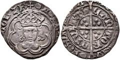 World BRITISH, Tudor. Henry VII, 1485-1509. Half Groat (Silver, 19 mm, 1.54 g, 6 h), Canterbury, 1498-1499. HENR[IC•DI•GRA•REX•A]NGL•Z•F Crowned bust of Henry VII facing, within double polylobe. Rev. 
