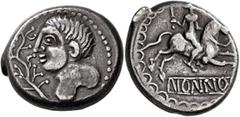 Celtic CENTRAL EUROPE. Boii. Nonnos, circa 44-30 BC. Tetradrachm (Silver, 26 mm, 17.00 g, 5 h), Bratislava oppidum. Bare-headed male bust to left; before, branch with berries. Rev. NONNO[S] Horseman g