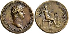 Roman Imperial Nero, 54-68. Dupondius (Orichalcum, 28 mm, 16.00 g, 6 h), Rome, circa 64. NERO CLAVDIVS CAESAR AVG GER P M TR P IMP P P Radiate head of Nero to right. Rev. SECVRITAS AVGVSTI / S - C // 